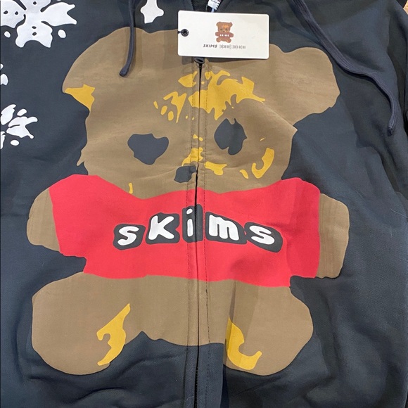 NWT Cactus Plant Flea Market Skims Collab Size Large black teddy bear hoodie - Picture 6 of 10